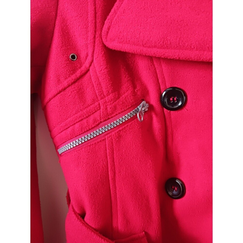 Maralyn & Me Pea Coat Jacket Double Breasted Hooded Red Size M - Picture 5 of 9